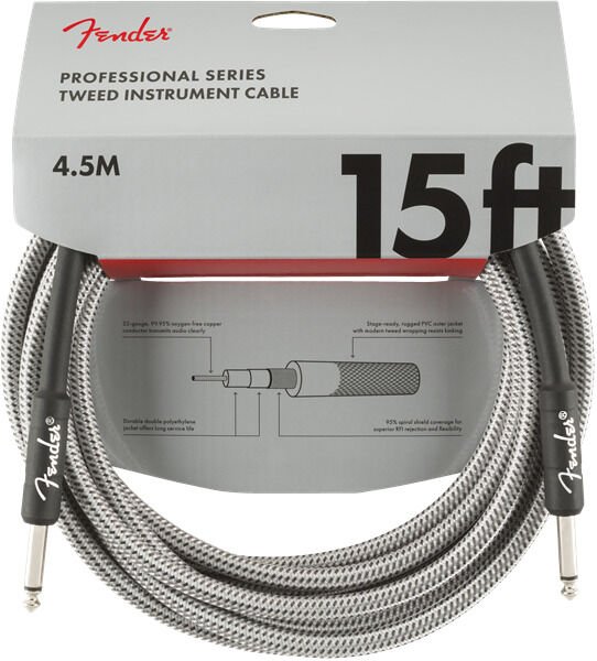 Fender Professional 4.5m Beyaz Tweed Enstrüman Kablosu